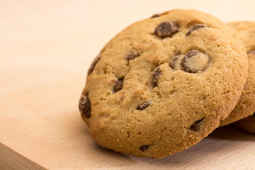 Brown cookies with chocolate