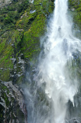 Fototapeta na wymiar Waterfalls at Milford Sound, New Zealand