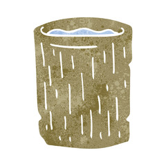 retro cartoon wooden cup with water