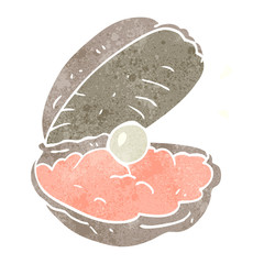 retro cartoon oyster with pearl