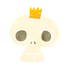 retro cartoon skull with crown
