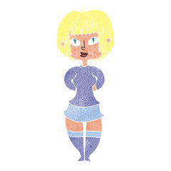 retro cartoon happy woman