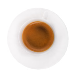 Obraz premium widok z góry kubek kawy na białym tle