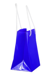 blue paper bag on white