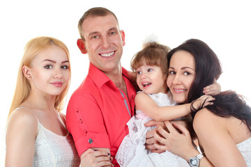 very cheerful full of family on a white isolated background