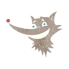 retro cartoon grinning wolf face