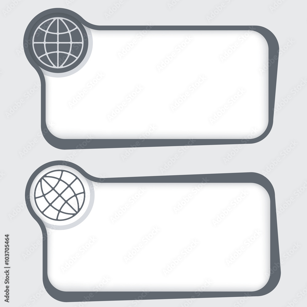 Aufkleber set of two vector text frames and globe icon