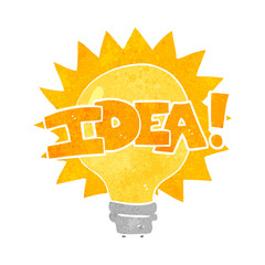 retro cartoon idea light bulb symbol