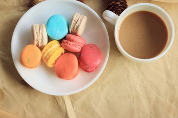 macaroons and hot coffee