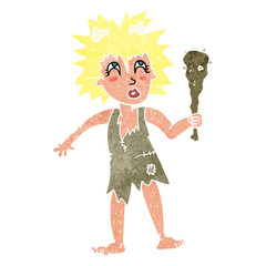 retro cartoon cave woman
