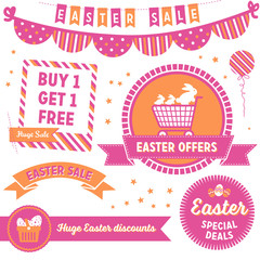 Badges, banners, graphic elements and labels advertising an Easter Sale