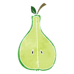 retro cartoon half pear