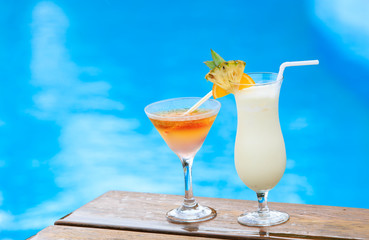 Two cocktails on luxury tropical beach