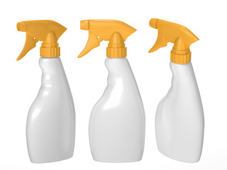 Blank spray bottle packaging set with clipping path
