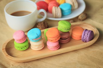 macaroons and hot coffee