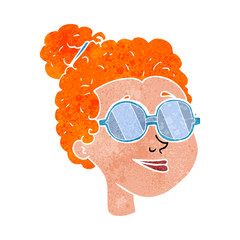 retro cartoon woman wearing spectacles