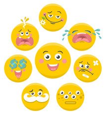 Set of yellow smile faces.