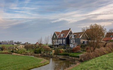 Fototapeta na wymiar Look at a hamlet on the island Marken, Netherlands.