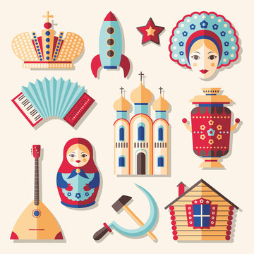 Set of traditional culture russian icons