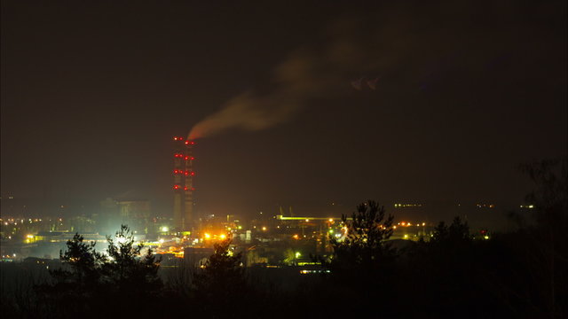 Time lapse Smoke plant, energie, heat electric station