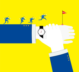Racing with the time / A business man is racing with time.
