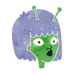 retro cartoon female alien