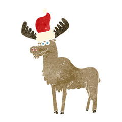 retro cartoon christmas moose