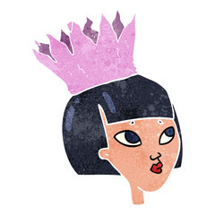 retro cartoon woman wearing paper crown