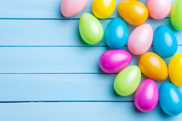 Easter eggs on a wooden background