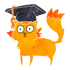 retro cartoon cat graduate