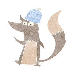 retro cartoon little wolf