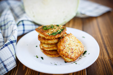 Vegetable fritters with cabbage and dill 