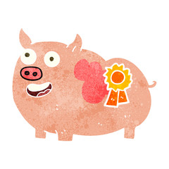retro cartoon prize winning pig