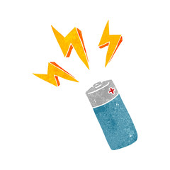 retro cartoon battery