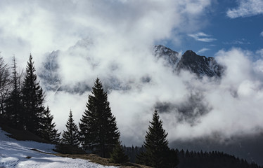 Mountain landscape in Carpathian Mountains, Romania.