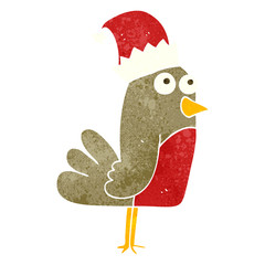 retro cartoon christmas robin