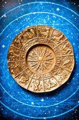 bronze plate with all signs of the zodiac
