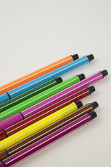 Colorful pens ,white background