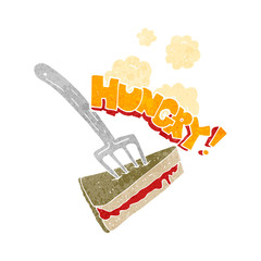 retro cartoon cake with fork