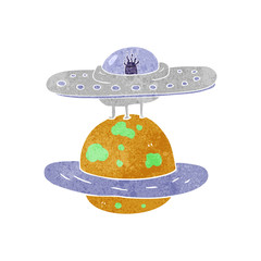 retro cartoon flying saucer