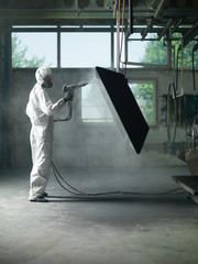 sand blasting a metal