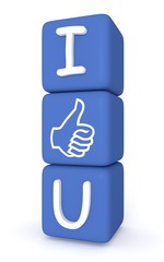 I Like You: blue cubes on white background