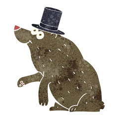 retro cartoon bear in top hat