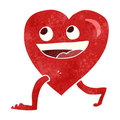 retro cartoon walking heart
