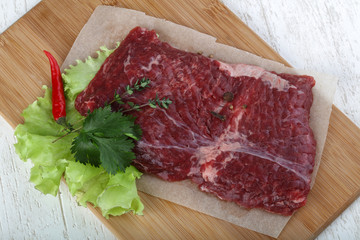Raw machete steak