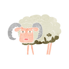 retro cartoon ram covered in mud