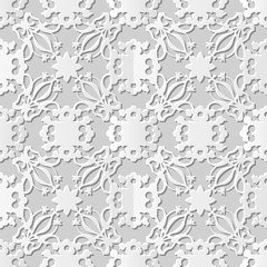 Vector damask seamless 3D paper art pattern background 093 Star Cross Flower
