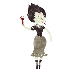 retro cartoon blood sucking vampire girl