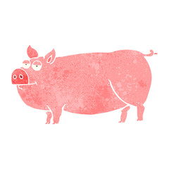 retro cartoon huge pig