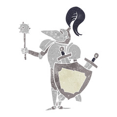 retro cartoon medieval knight with shield
